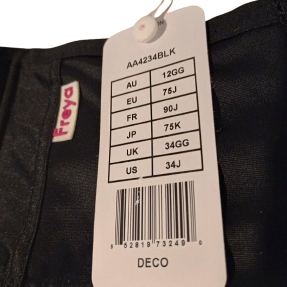Freya Women's Deco Underwire Plunge T-Shirt Bra in Black Size 34J - Picture 4 of 8